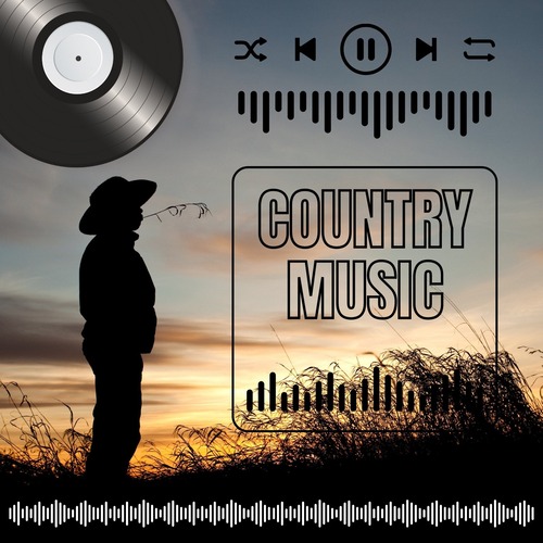Black Minimalist Country Music Playlist Cover
