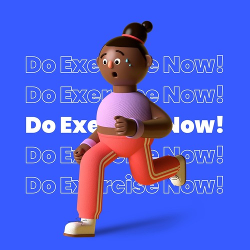 Blue 3D Illustrated Do Exercise Now Workout Playlist Cover