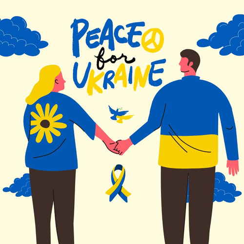 Blue Yellow Heart Illustration Stand With Ukraine PFP