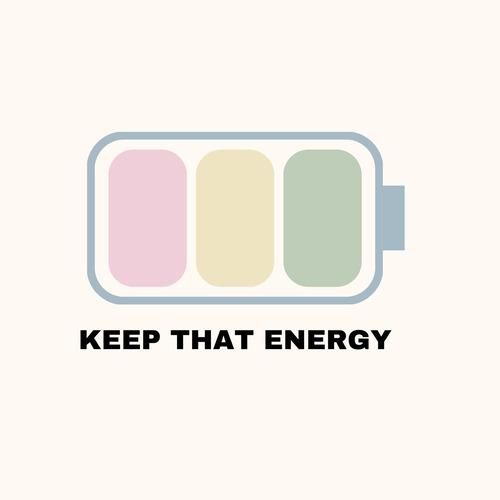 Creative Pastel Battery Illustration with Motivational Saying Workout Playlist Cover