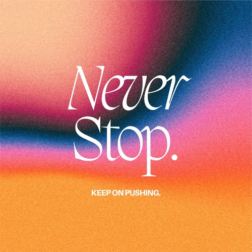 Orange and Pink Minimalist Inspirational Never Stop Workout Playlist Cover