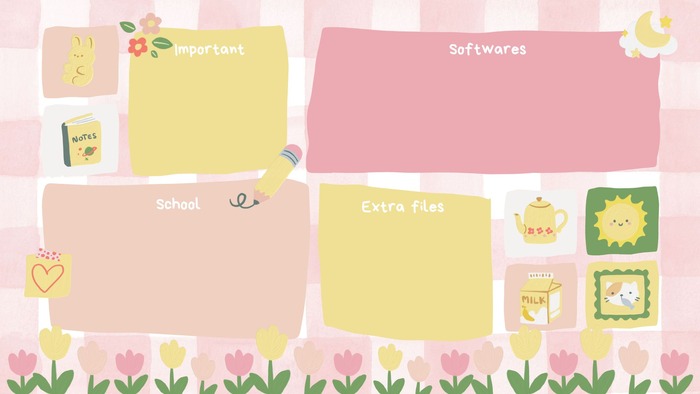 Pink Kawaii Cute Student Desktop Wallpaper Organizer